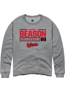 Merritt Beason  Rally Nebraska Cornhuskers Mens Graphite NIL Stacked Box Long Sleeve Crew Sweats..