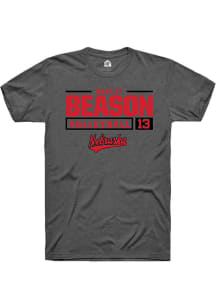 Merritt Beason  Nebraska Cornhuskers Dark Grey Rally NIL Stacked Box Short Sleeve T Shirt