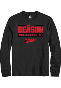 Merritt Beason  Nebraska Cornhuskers Black Rally NIL Stacked Box Long Sleeve T Shirt