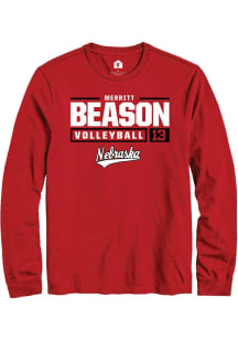 Merritt Beason  Nebraska Cornhuskers Red Rally NIL Stacked Box Long Sleeve T Shirt