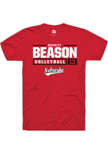 Merritt Beason  Nebraska Cornhuskers Red Rally NIL Stacked Box Short Sleeve T Shirt