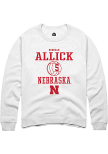 Rebekah Allick Rally Mens White Nebraska Cornhuskers NIL Sport Icon Crew Sweatshirt