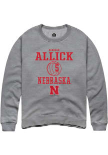 Rebekah Allick Rally Mens Graphite Nebraska Cornhuskers NIL Sport Icon Crew Sweatshirt