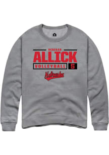 Rebekah Allick Rally Mens Graphite Nebraska Cornhuskers NIL Stacked Box Crew Sweatshirt