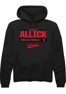 Rebekah Allick Rally Mens Black Nebraska Cornhuskers NIL Stacked Box Hooded Sweatshirt