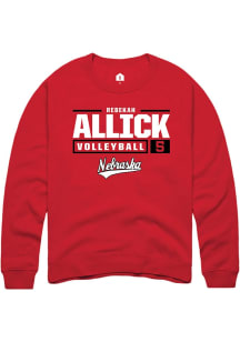 Rebekah Allick Rally Mens Red Nebraska Cornhuskers NIL Stacked Box Crew Sweatshirt