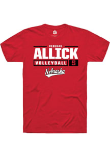 Rebekah Allick Red Nebraska Cornhuskers NIL Stacked Box Short Sleeve T Shirt