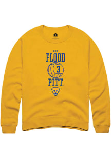 Cat Flood  Rally Pitt Panthers Mens Gold NIL Sport Icon Long Sleeve Crew Sweatshirt
