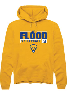 Cat Flood  Rally Pitt Panthers Mens Gold NIL Stacked Box Long Sleeve Hoodie