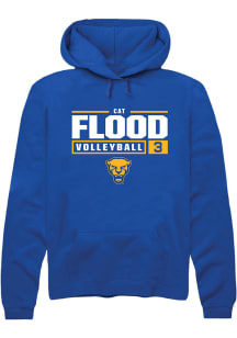 Cat Flood  Rally Pitt Panthers Mens Blue NIL Stacked Box Long Sleeve Hoodie