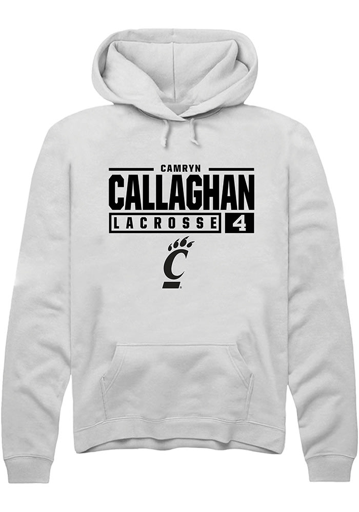 Camryn Callaghan Rally Cincinnati Bearcats Mens NIL Stacked Box Long Sleeve Hoodie