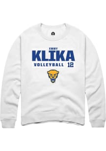 Emmy Klika Rally Mens White Pitt Panthers NIL Stacked Box Crew Sweatshirt