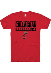 Camryn Callaghan  Cincinnati Bearcats Red Rally NIL Stacked Box Short Sleeve T Shirt