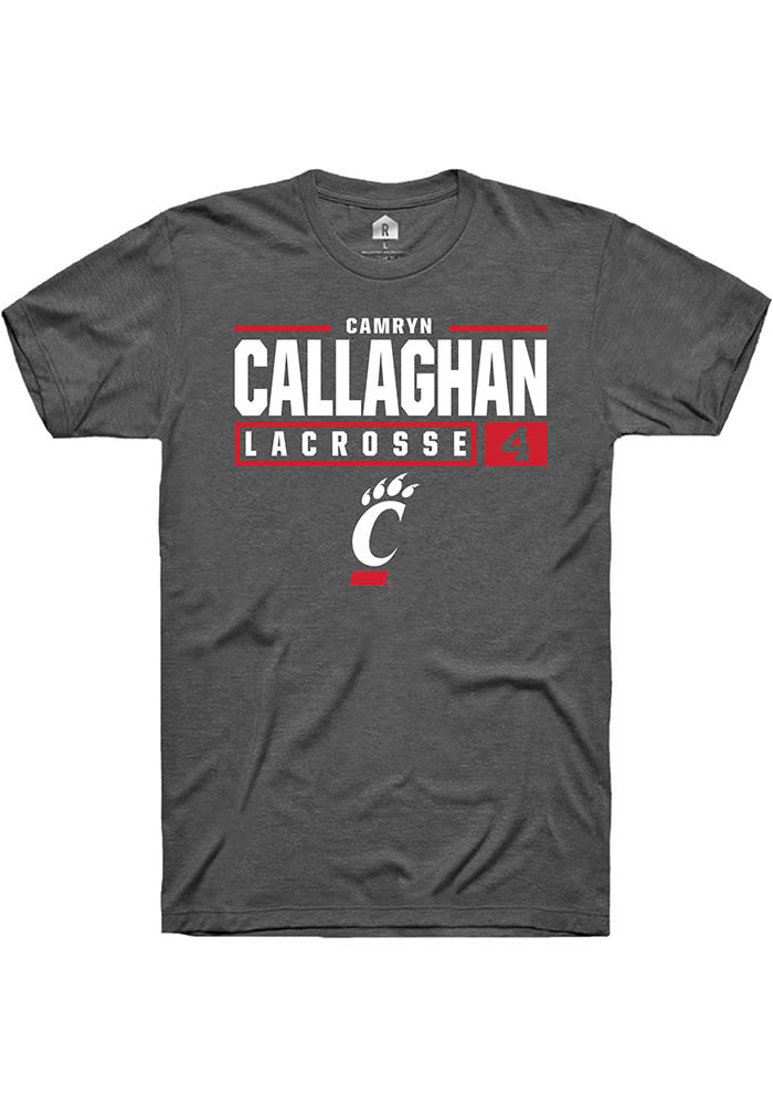 Camryn Callaghan Cincinnati Bearcats Dark Grey Rally NIL Stacked Box Short Sleeve T Shirt