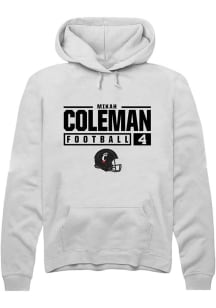 Mikah Coleman Rally Mens White Cincinnati Bearcats NIL Stacked Box Hooded Sweatshirt