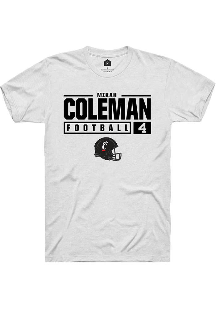 Mikah Coleman Cincinnati Bearcats White Rally NIL Stacked Box Short Sleeve T Shirt