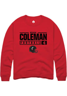 Mikah Coleman Rally Mens Red Cincinnati Bearcats NIL Stacked Box Crew Sweatshirt