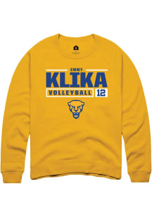 Emmy Klika Rally Mens Gold Pitt Panthers NIL Stacked Box Crew Sweatshirt