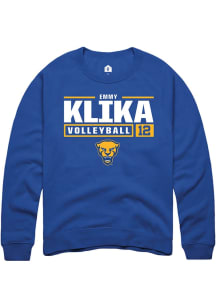 Emmy Klika Rally Mens Blue Pitt Panthers NIL Stacked Box Crew Sweatshirt