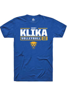 Emmy Klika Blue Pitt Panthers NIL Stacked Box Short Sleeve T Shirt