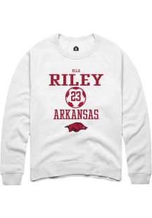 Ella Riley  Rally Arkansas Razorbacks Mens White NIL Sport Icon Long Sleeve Crew Sweatshirt