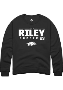 Ella Riley  Rally Arkansas Razorbacks Mens Black NIL Stacked Box Long Sleeve Crew Sweatshirt