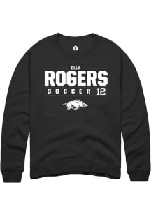 Ella Rogers  Rally Arkansas Razorbacks Mens Black NIL Stacked Box Long Sleeve Crew Sweatshirt