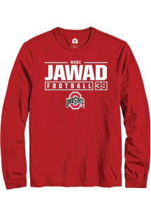 Hadi Jawad  Ohio State Buckeyes Red Rally NIL Stacked Box Long Sleeve T Shirt