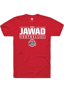 Hadi Jawad  Ohio State Buckeyes Red Rally NIL Stacked Box Short Sleeve T Shirt