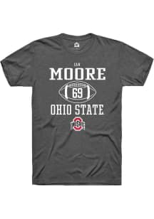 Ian Moore  Ohio State Buckeyes Dark Grey Rally NIL Sport Icon Short Sleeve T Shirt