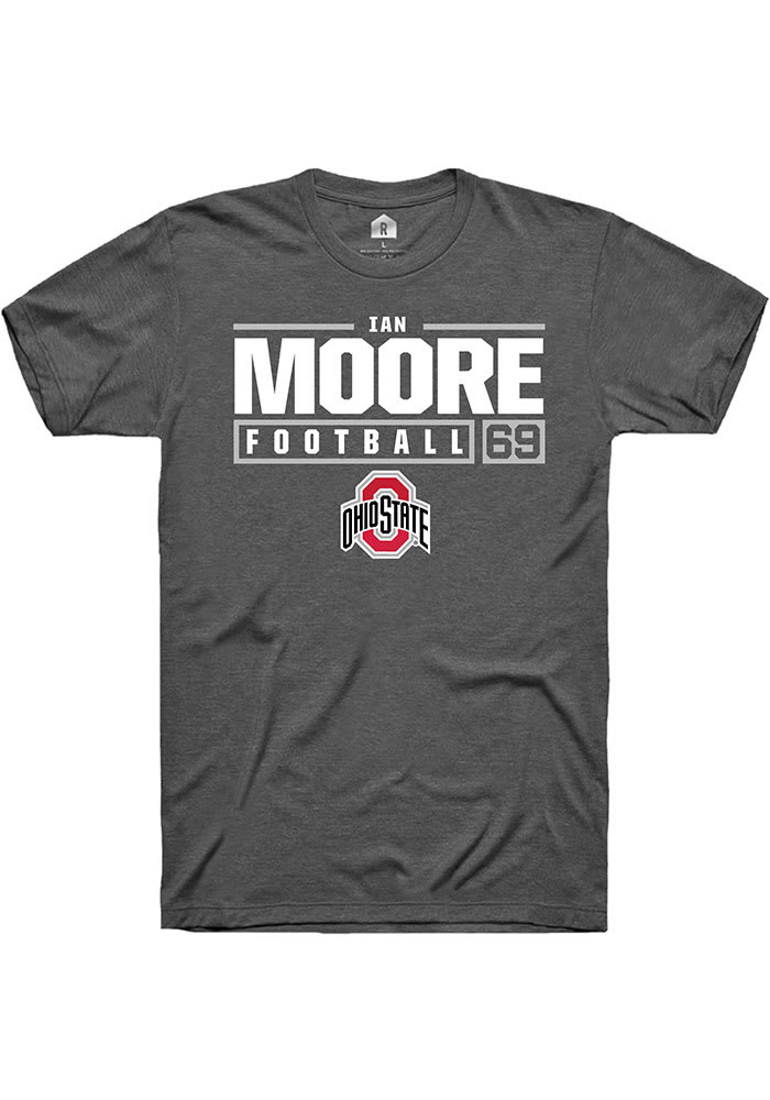 Ian Moore  Ohio State Buckeyes Dark Grey Rally NIL Stacked Box Short Sleeve T Shirt