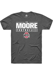 Ian Moore  Ohio State Buckeyes Dark Grey Rally NIL Stacked Box Short Sleeve T Shirt