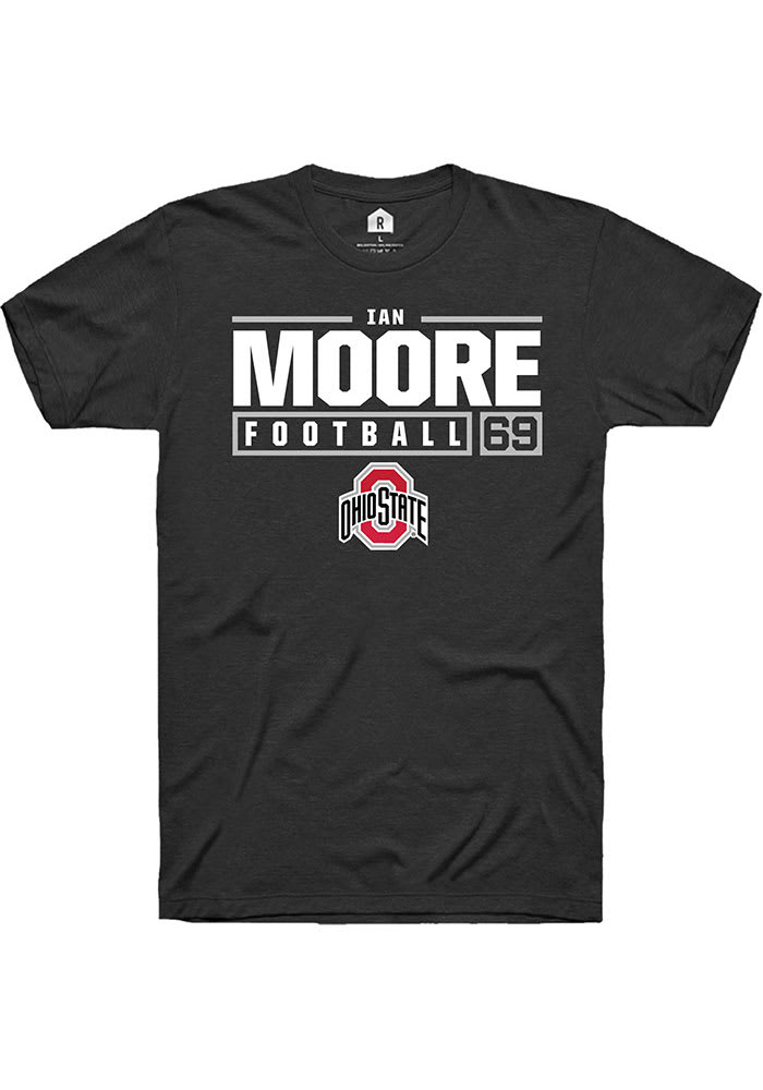 Ian Moore Ohio State Buckeyes Rally NIL Stacked Box Short Sleeve T Shirt