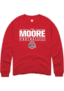 Ian Moore  Rally Ohio State Buckeyes Mens Red NIL Stacked Box Long Sleeve Crew Sweatshirt