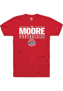 Ian Moore  Ohio State Buckeyes Red Rally NIL Stacked Box Short Sleeve T Shirt