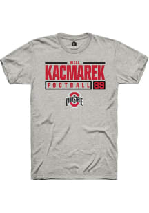 Will Kacmarek Ash Ohio State Buckeyes NIL Stacked Box Short Sleeve T Shirt