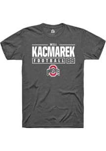 Will Kacmarek Dark Grey Ohio State Buckeyes NIL Stacked Box Short Sleeve T Shirt
