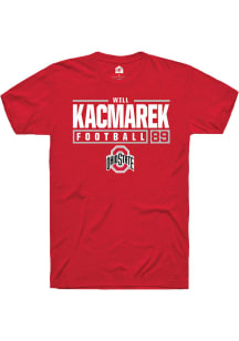 Will Kacmarek Red Ohio State Buckeyes NIL Stacked Box Short Sleeve T Shirt