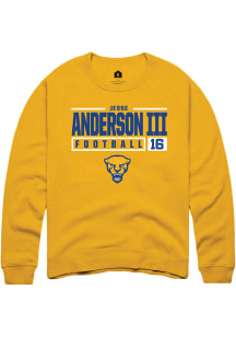 Jesse Anderson lll  Rally Pitt Panthers Mens Gold NIL Stacked Box Long Sleeve Crew Sweatshirt