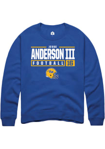 Jesse Anderson lll  Rally Pitt Panthers Mens Blue NIL Stacked Box Long Sleeve Crew Sweatshirt