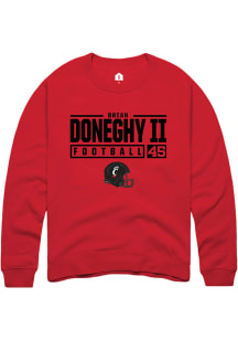 Brian Doneghy II  Rally Cincinnati Bearcats Mens Red NIL Stacked Box Long Sleeve Crew Sweatshirt