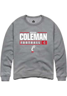 Mikah Coleman Rally Mens Graphite Cincinnati Bearcats NIL Stacked Box Crew Sweatshirt