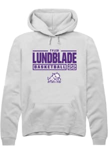 Tyler Lundblade  Rally TCU Horned Frogs Mens White NIL Stacked Box Long Sleeve Hoodie