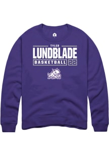 Tyler Lundblade  Rally TCU Horned Frogs Mens Purple NIL Stacked Box Long Sleeve Crew Sweatshirt