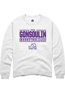 Zach Gonsoulin  Rally TCU Horned Frogs Mens White NIL Stacked Box Long Sleeve Crew Sweatshirt