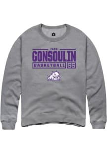 Zach Gonsoulin  Rally TCU Horned Frogs Mens Graphite NIL Stacked Box Long Sleeve Crew Sweatshirt