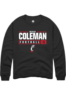 Mikah Coleman Rally Mens Black Cincinnati Bearcats NIL Stacked Box Crew Sweatshirt