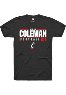 Mikah Coleman  Cincinnati Bearcats Black Rally NIL Stacked Box Short Sleeve T Shirt