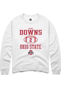 Caleb Downs  Rally Ohio State Buckeyes Mens White NIL Sport Icon Long Sleeve Crew Sweatshirt