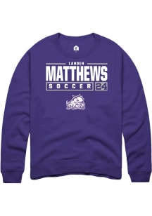 Landen Matthews  Rally TCU Horned Frogs Mens Purple NIL Stacked Box Long Sleeve Crew Sweatshirt